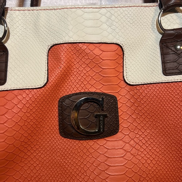 Guess large duffle tote bag orange tan cream - Picture 2 of 10